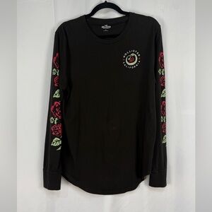 Hollister Black Long Sleeve Cotton T-shirt Size Medium